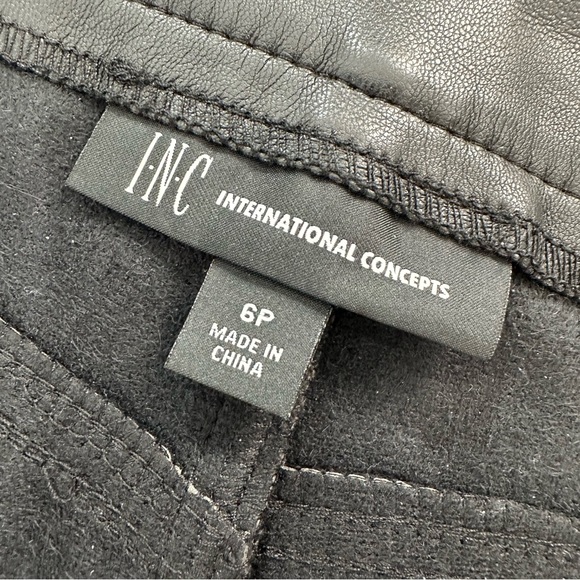 INC Faux Pleather Pants Black Flare High Rise Edgy Moto Y2K Streetwear Size 6P - Picture 4 of 14